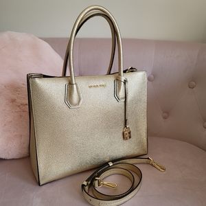 Michael Kors Mercer Large Metallic Leather Tote